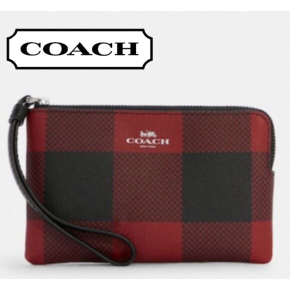 Coach Buffalo Plaid Wristlet - Picture 1 of 6